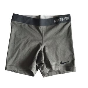 Nike PRO Dri Fit Women’s Small Gray Activewear Shorts 4” Inseam Spandex Logo